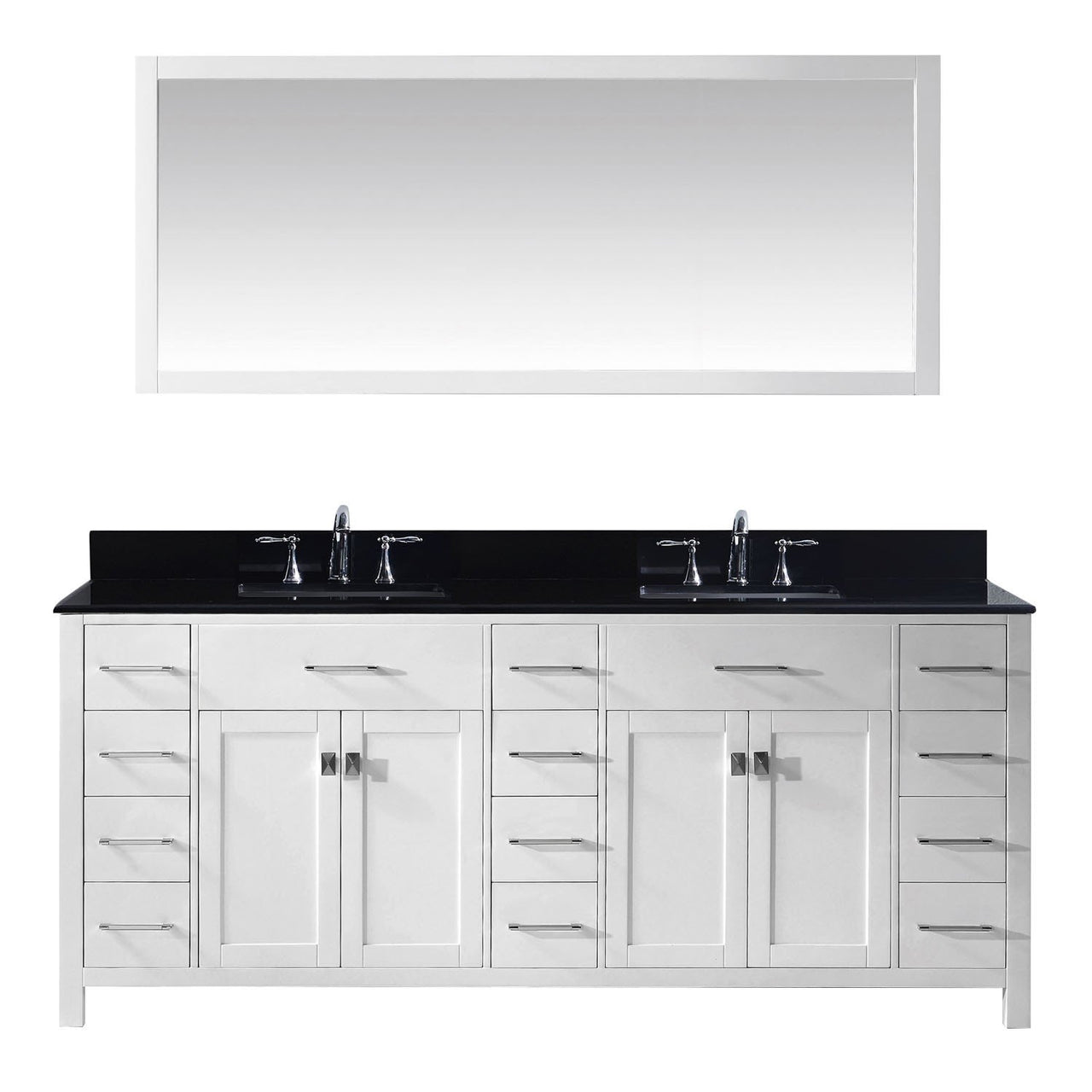 Virtu USA Caroline Parkway 78" Double Square Sink White Top Vanity in White with Mirror Vanity Virtu USA 