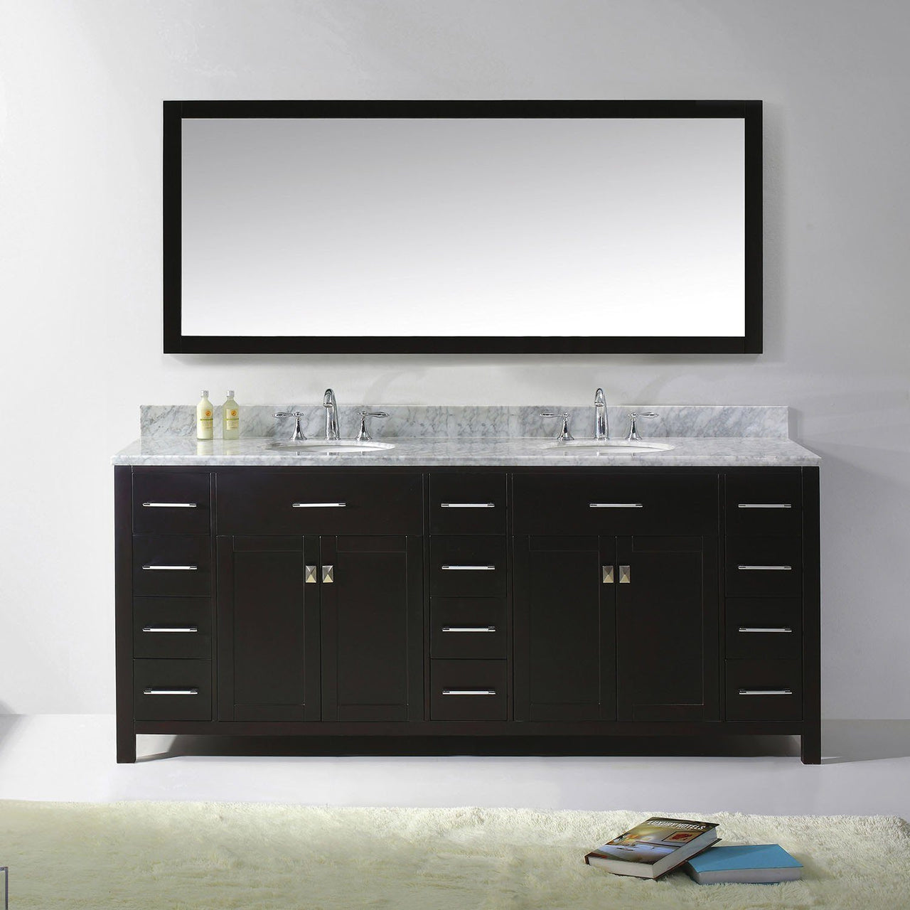 Virtu USA Caroline Parkway 78" Double Round Sink Espresso Top Vanity in Espresso with Mirror Vanity Virtu USA 
