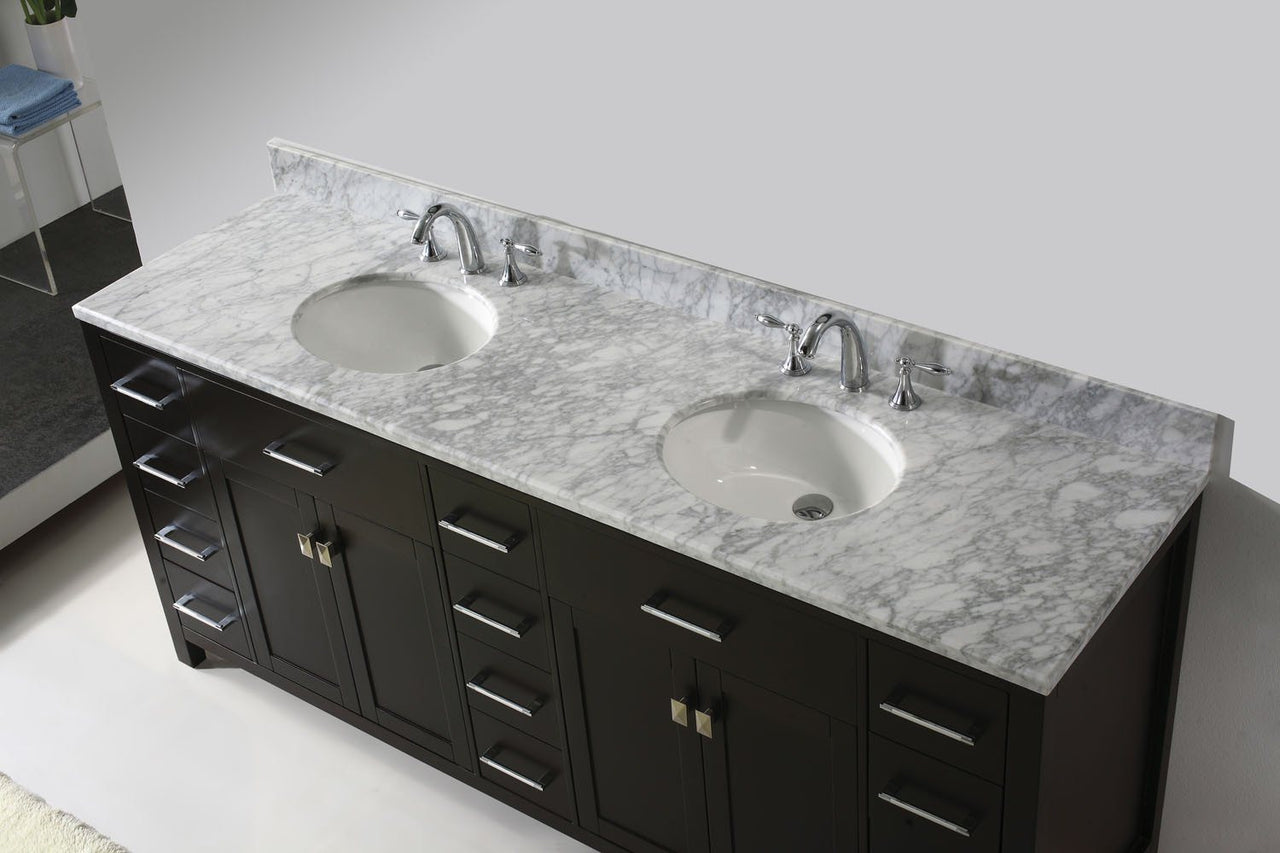 Virtu USA Caroline Parkway 78" Double Round Sink Espresso Top Vanity in Espresso with Mirror Vanity Virtu USA 