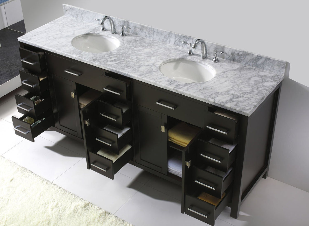 Virtu USA Caroline Parkway 78" Double Round Sink Espresso Top Vanity in Espresso with Mirror Vanity Virtu USA 