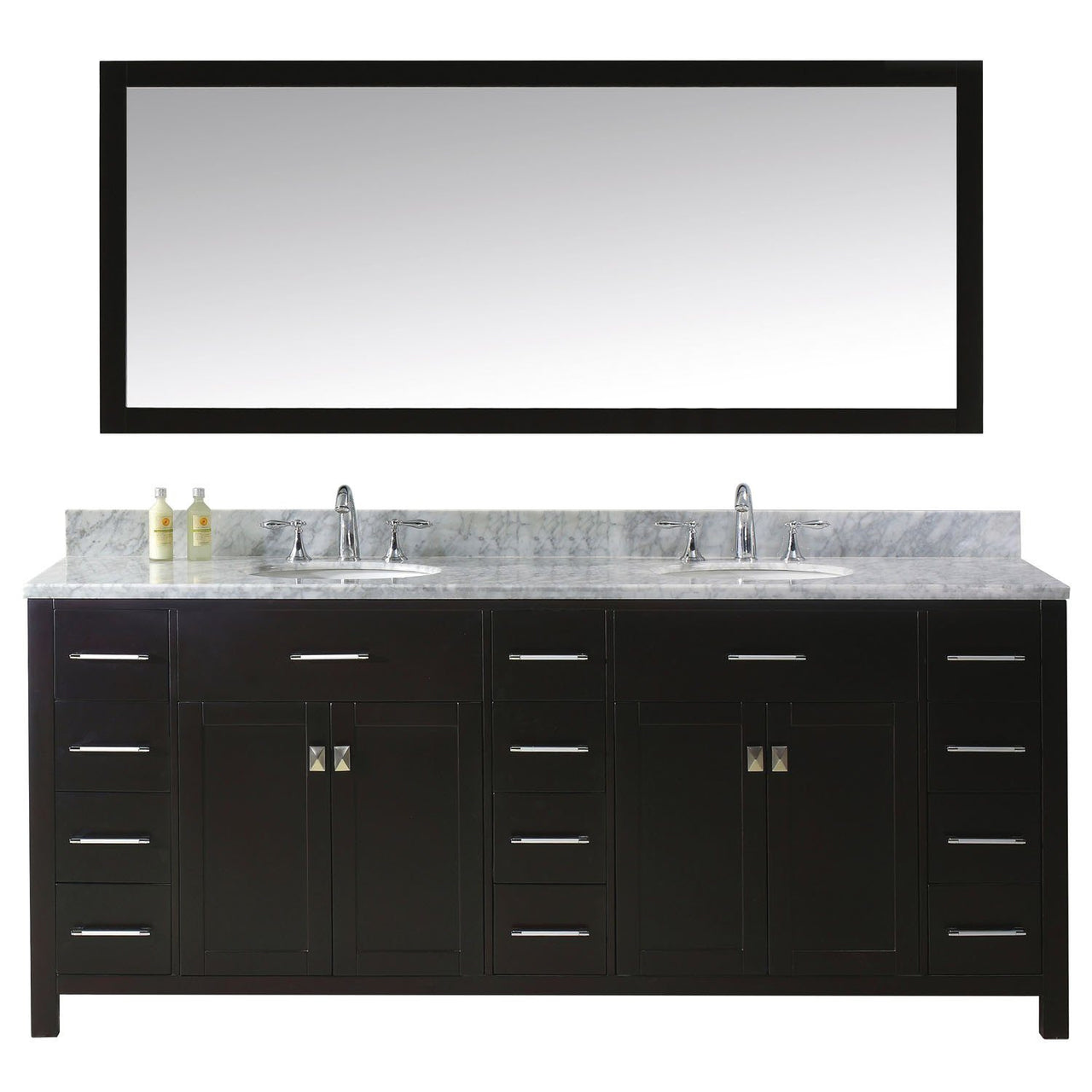 Virtu USA Caroline Parkway 78" Double Round Sink Espresso Top Vanity in Espresso with Mirror Vanity Virtu USA 
