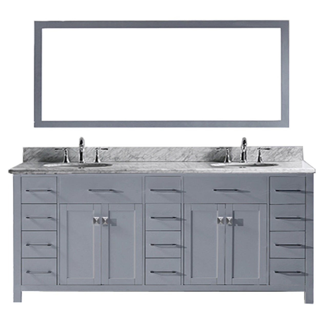 Virtu USA Caroline Parkway 78" Double Round Sink Grey Top Vanity in Grey with Mirror Vanity Virtu USA 