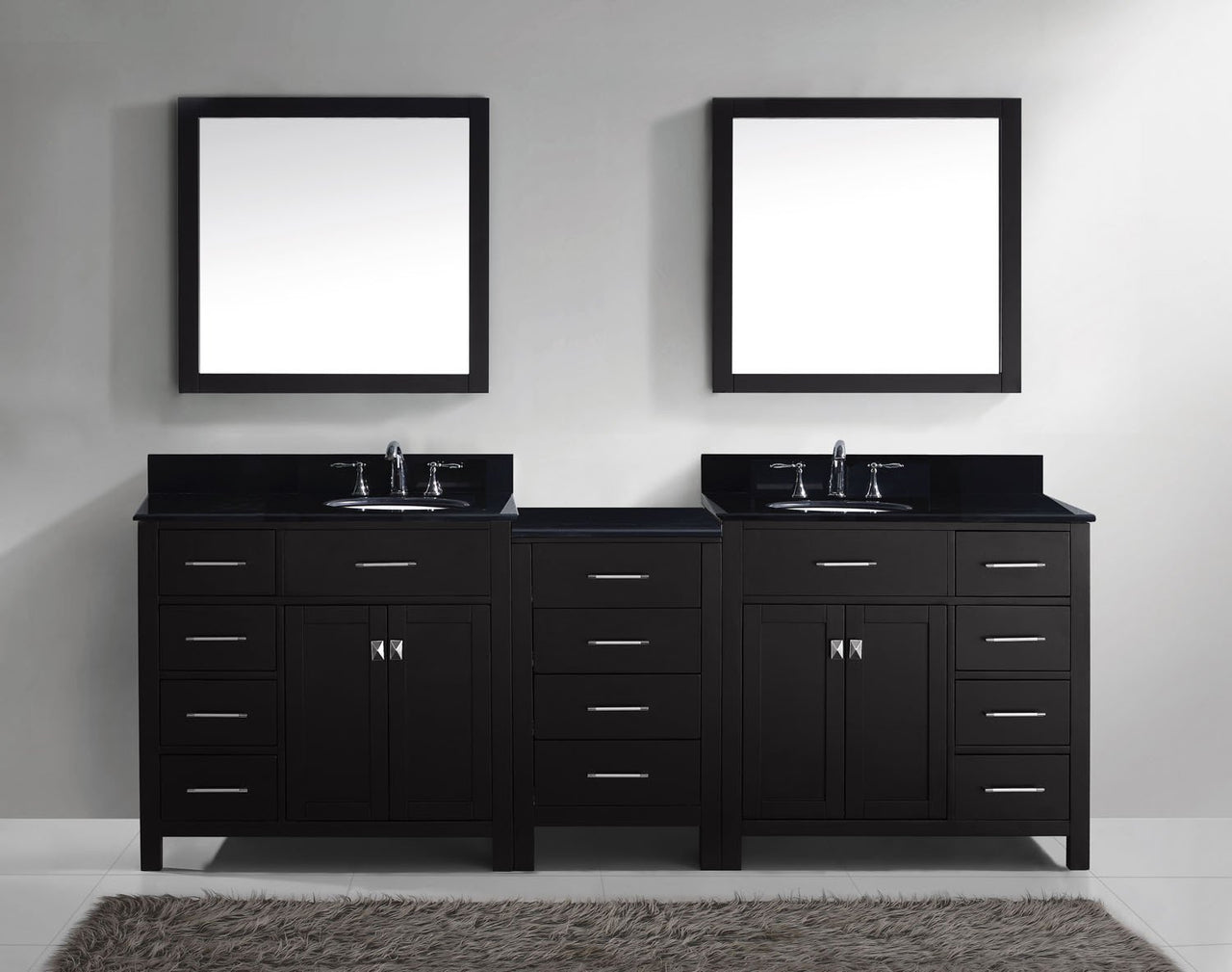 Virtu USA Caroline Parkway 93" Double Round Sink Espresso Top Vanity in Espresso with Mirrors Vanity Virtu USA 