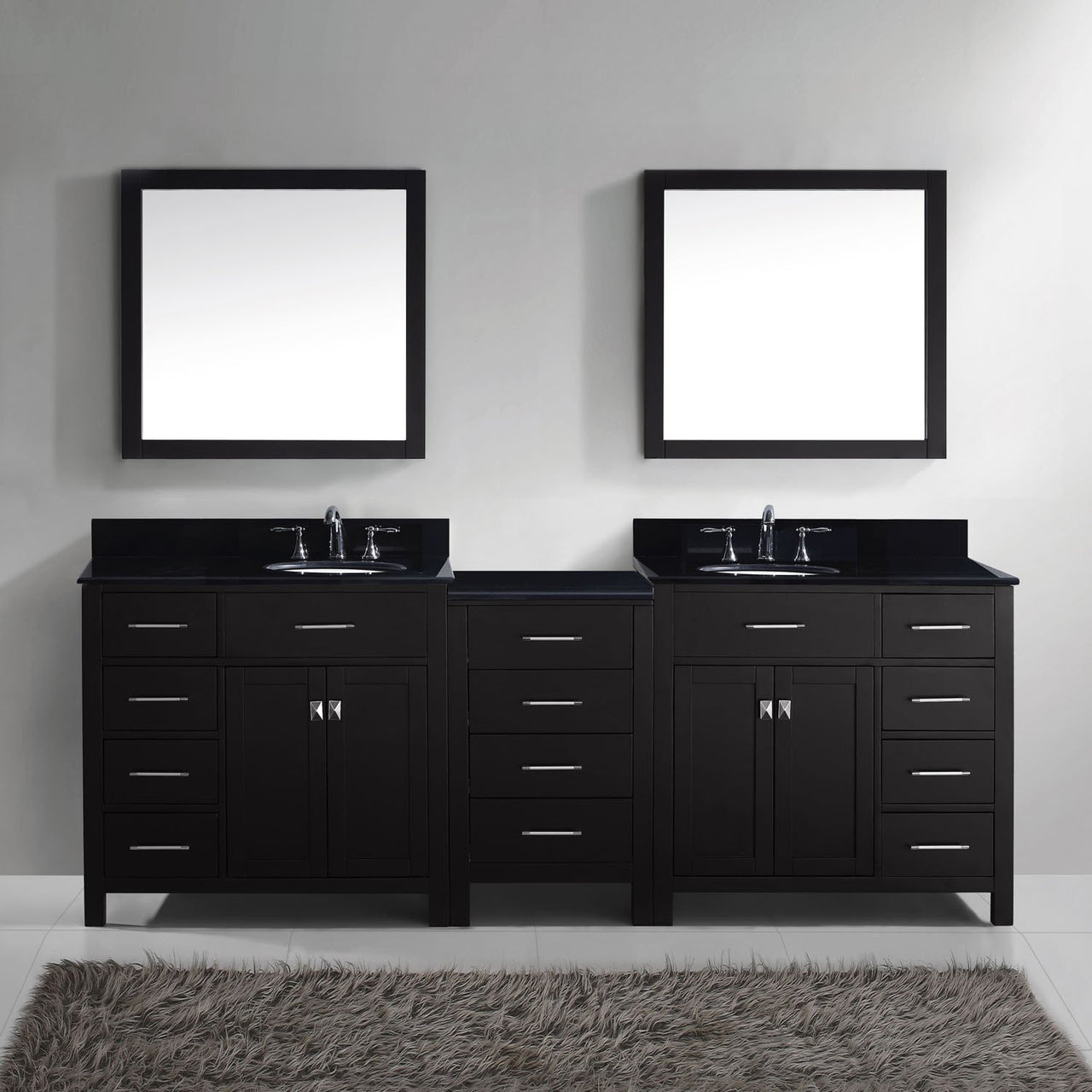 Virtu USA Caroline Parkway 93" Double Round Sink Espresso Top Vanity in Espresso with Mirrors Vanity Virtu USA 