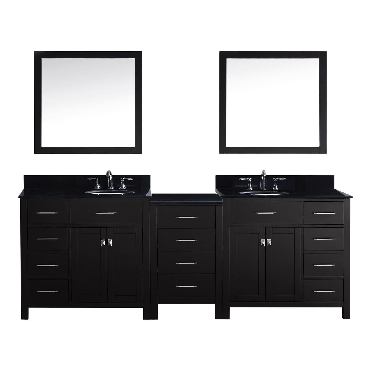 Virtu USA Caroline Parkway 93" Double Round Sink Espresso Top Vanity in Espresso with Mirrors Vanity Virtu USA 