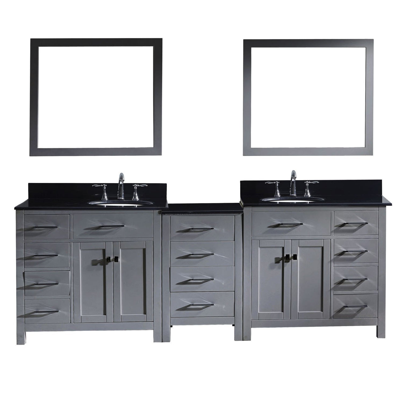 Virtu USA Caroline Parkway 93" Double Round Sink Grey Top Vanity in Grey with Mirrors Vanity Virtu USA 