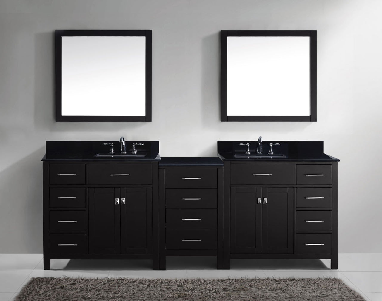 Virtu USA Caroline Parkway 93" Double Square Sink Espresso Top Vanity with Mirrors Vanity Virtu USA 