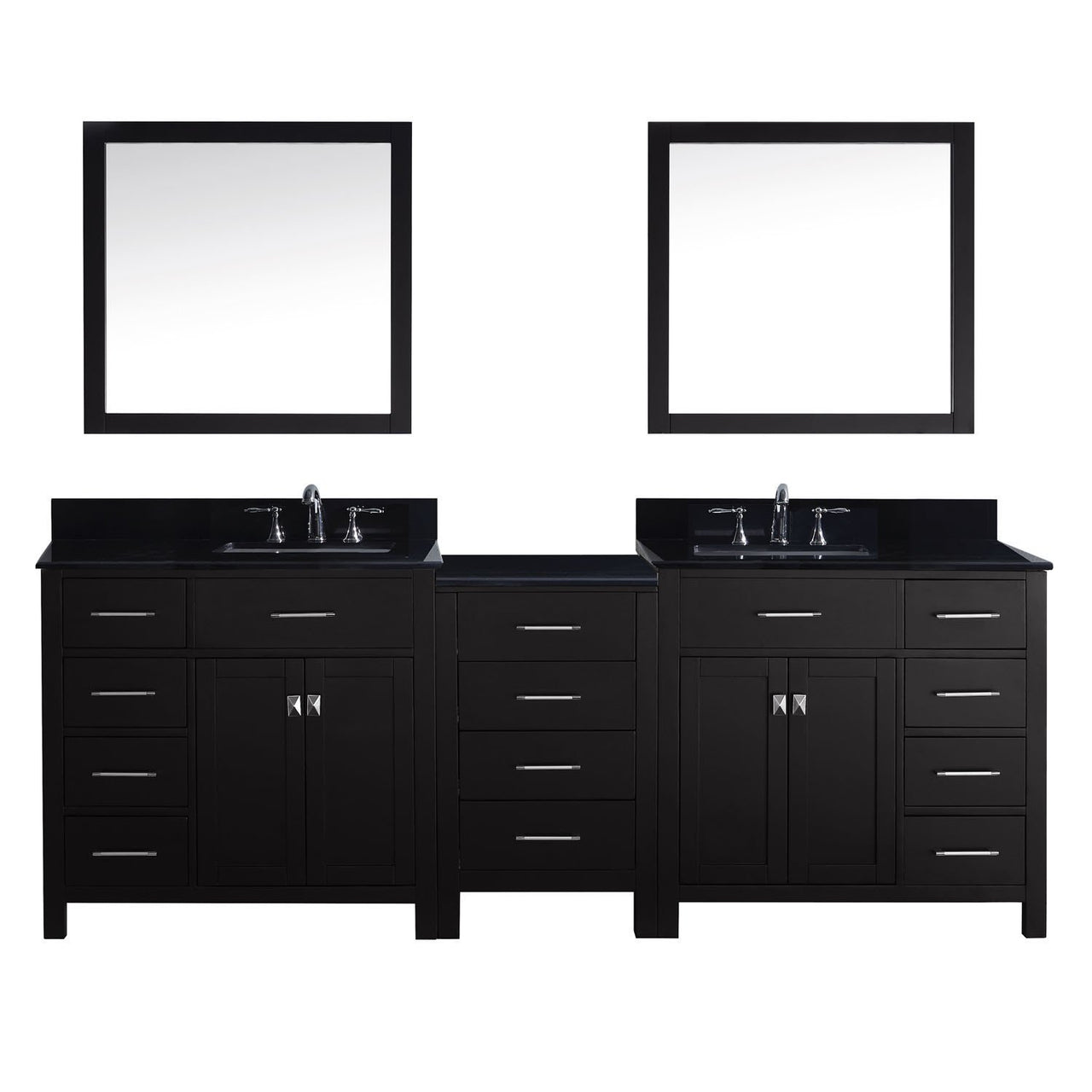 Virtu USA Caroline Parkway 93" Double Square Sink Espresso Top Vanity with Mirrors Vanity Virtu USA 
