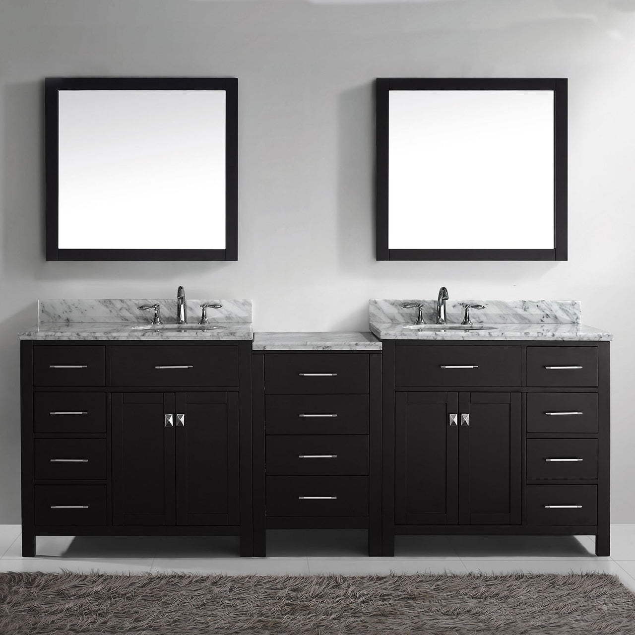 Virtu USA Caroline Parkway 93" Double Round Sink Espresso Top with Mirrors Vanity Virtu USA 