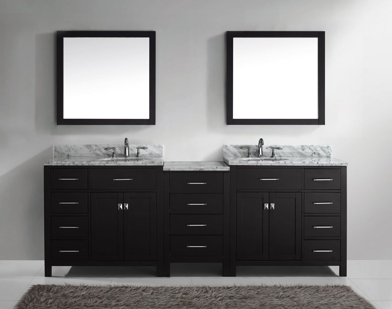 Virtu USA Caroline Parkway 93" Double Round Sink Espresso Top with Mirrors Vanity Virtu USA 