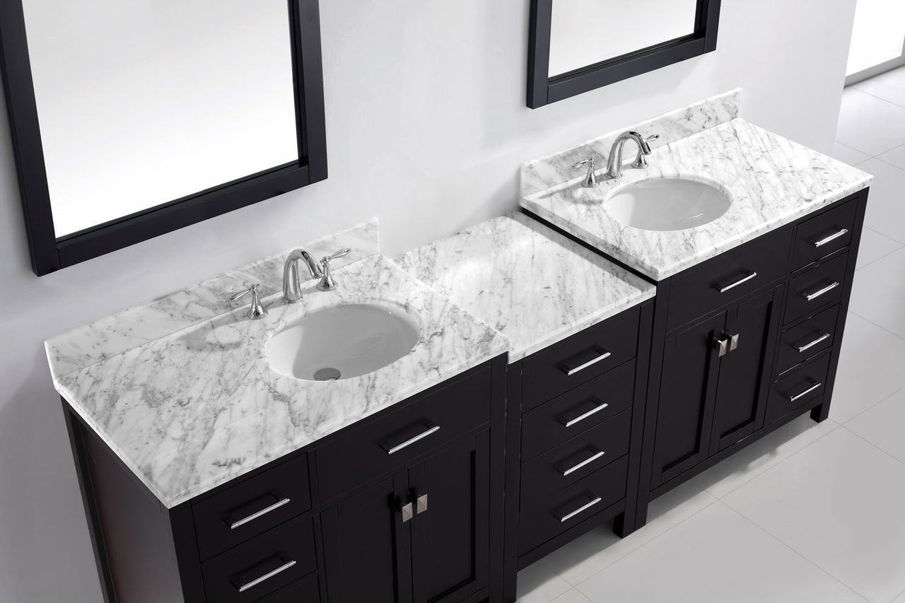 Virtu USA Caroline Parkway 93" Double Round Sink Espresso Top with Mirrors Vanity Virtu USA 