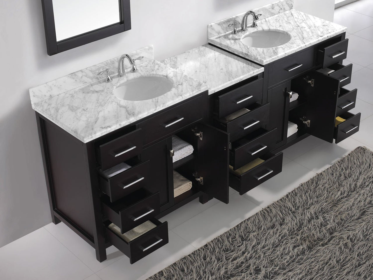 Virtu USA Caroline Parkway 93" Double Round Sink Espresso Top with Mirrors Vanity Virtu USA 