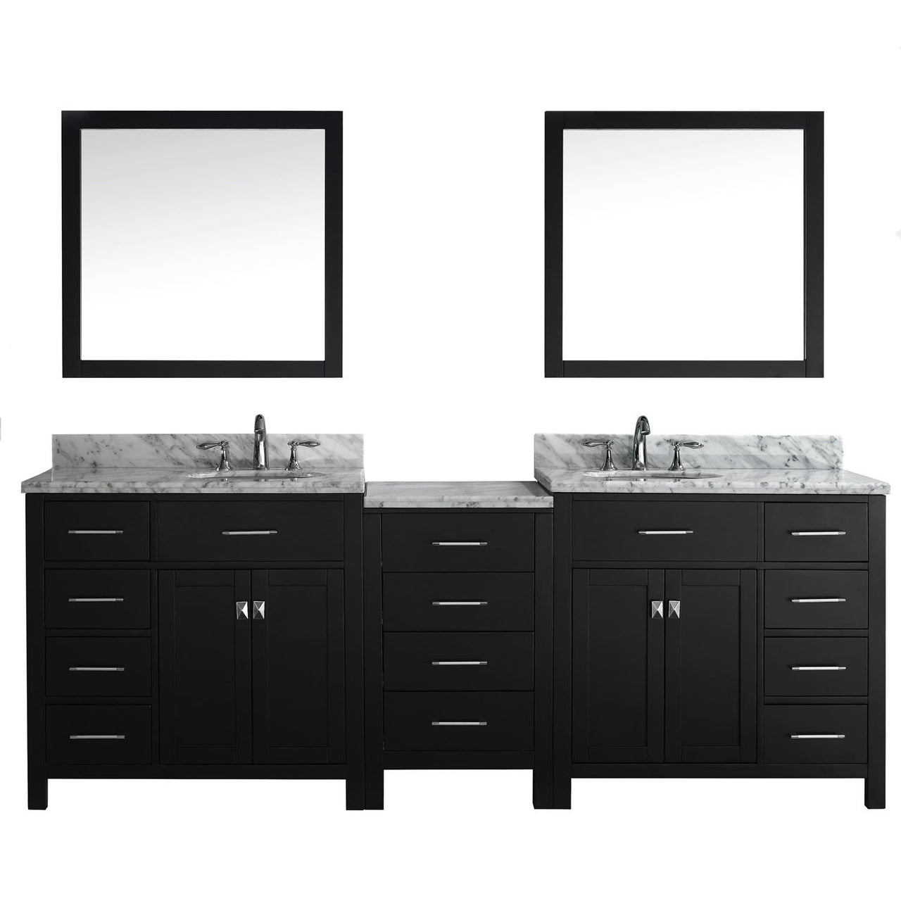 Virtu USA Caroline Parkway 93" Double Round Sink Espresso Top with Mirrors Vanity Virtu USA 