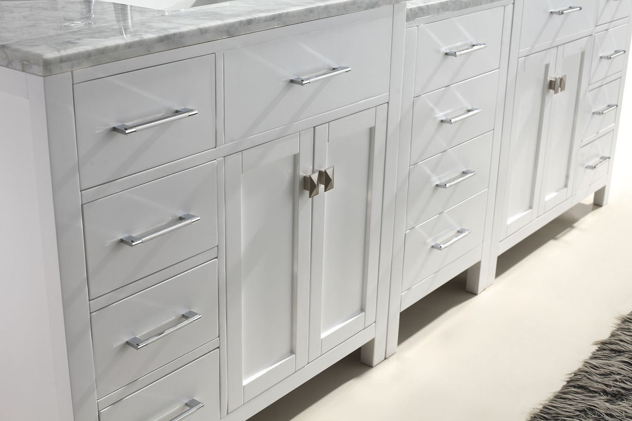 Virtu USA Caroline Parkway 93" Double Round Sink White Top Vanity in White with Mirrors Vanity Virtu USA 