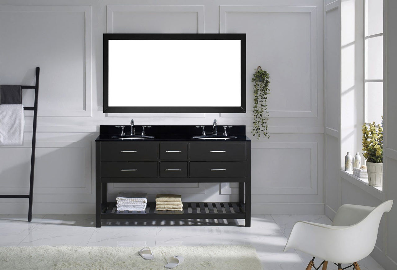 Virtu USA Caroline Estate 60" Double Round Sink Espresso Top Vanity in Espresso with Mirror Vanity Virtu USA 