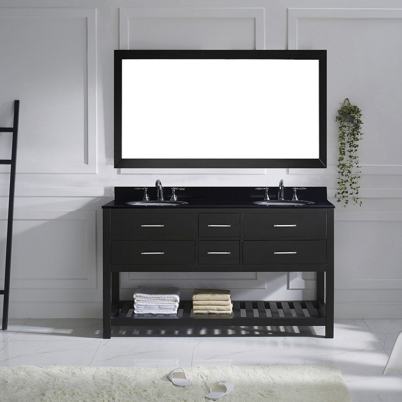 Virtu USA Caroline Estate 60" Double Round Sink Espresso Top Vanity in Espresso with Mirror Vanity Virtu USA 