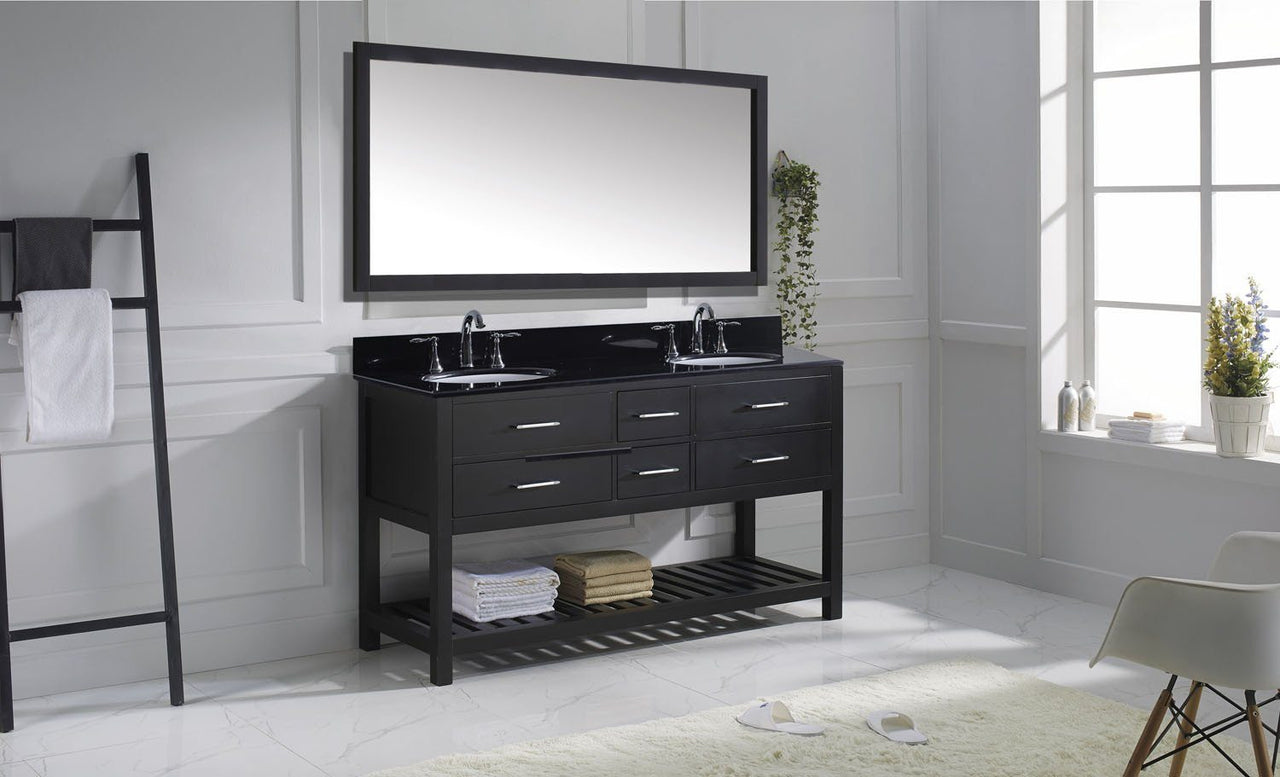 Virtu USA Caroline Estate 60" Double Round Sink Espresso Top Vanity in Espresso with Mirror Vanity Virtu USA 