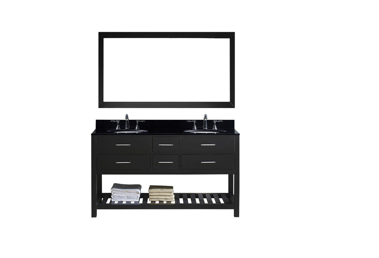 Virtu USA Caroline Estate 60" Double Round Sink Espresso Top Vanity in Espresso with Mirror Vanity Virtu USA 