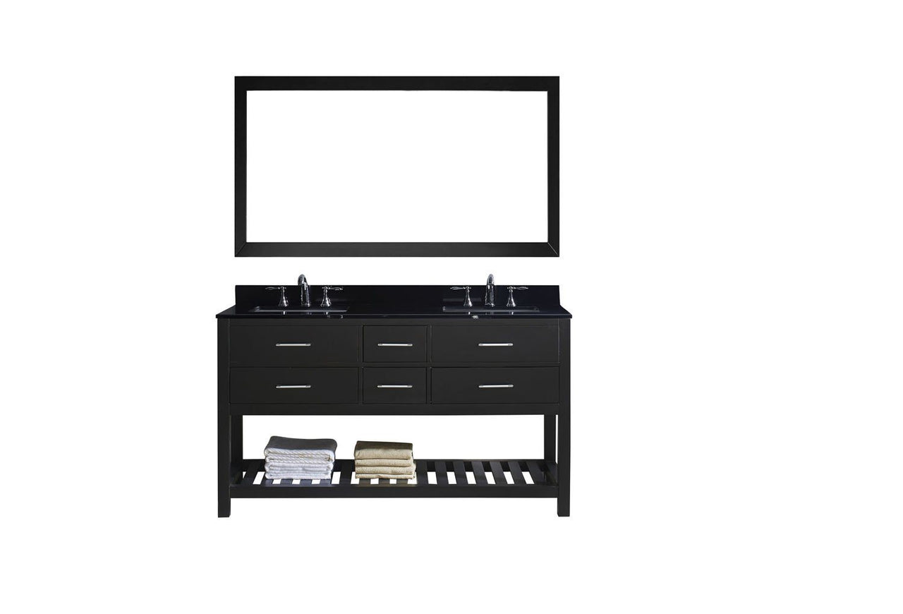 Virtu USA Caroline Estate 60" Double Square Sink Espresso Top with Mirror Vanity Virtu USA 