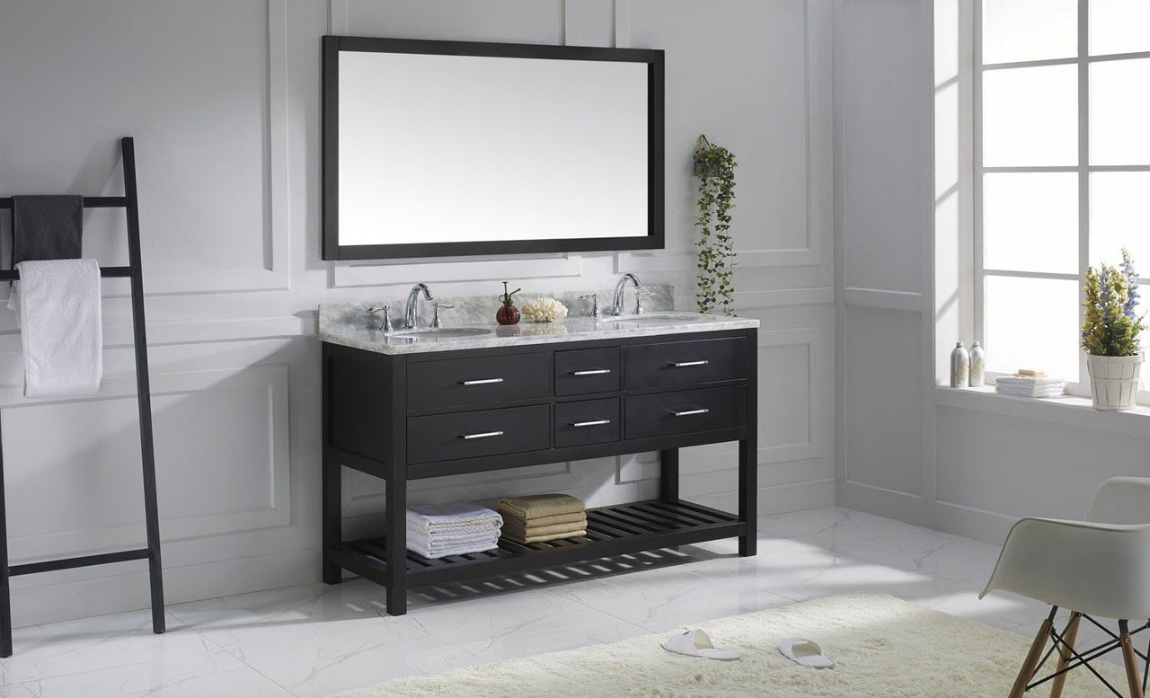 Virtu USA Caroline Estate 60" Double Round Sink Espresso Top with Mirror Vanity Virtu USA 