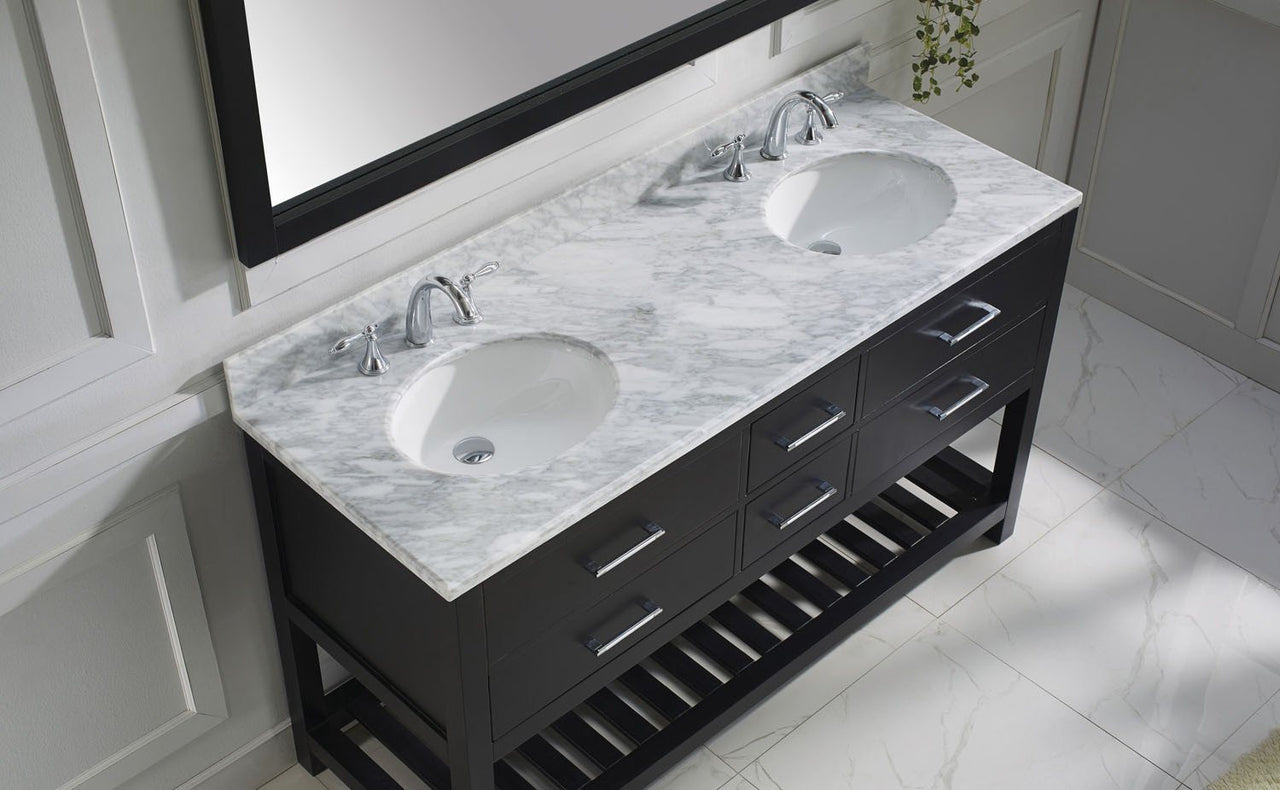 Virtu USA Caroline Estate 60" Double Round Sink Espresso Top with Mirror Vanity Virtu USA 