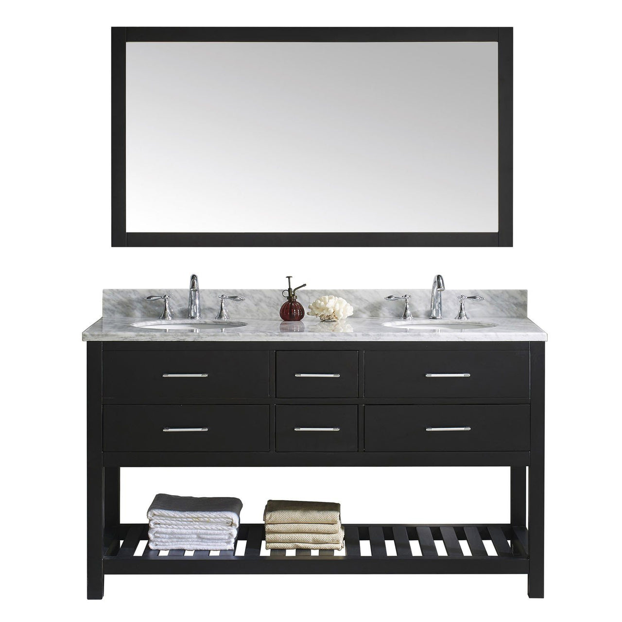 Virtu USA Caroline Estate 60" Double Round Sink Espresso Top with Mirror Vanity Virtu USA 