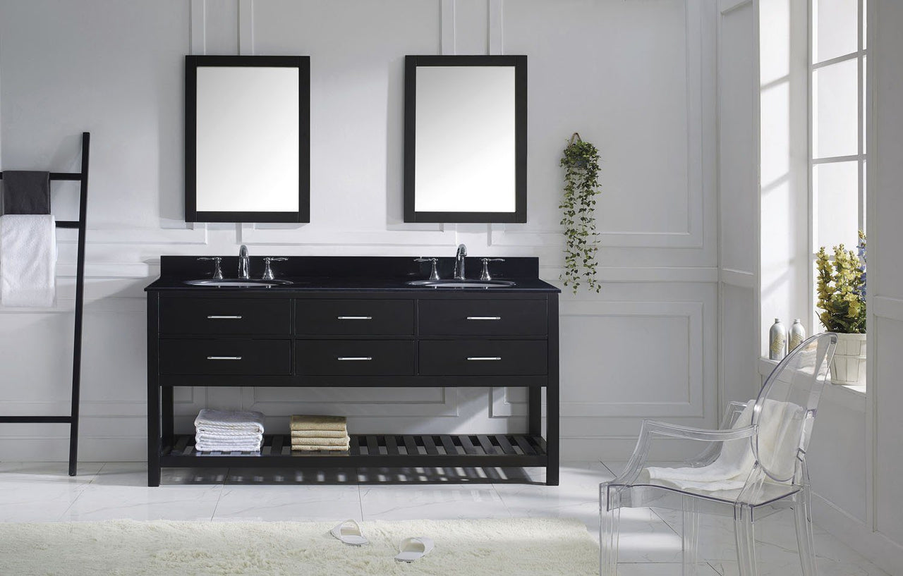 Virtu USA Caroline Estate 72" Double Round Sink Espresso Top Vanity in Espresso with Mirrors Vanity Virtu USA 
