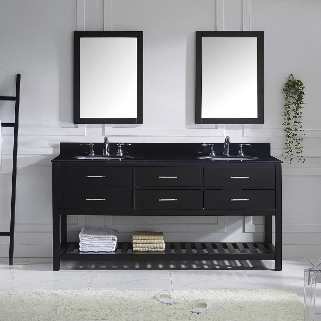 Virtu USA Caroline Estate 72" Double Round Sink Espresso Top Vanity in Espresso with Mirrors Vanity Virtu USA 