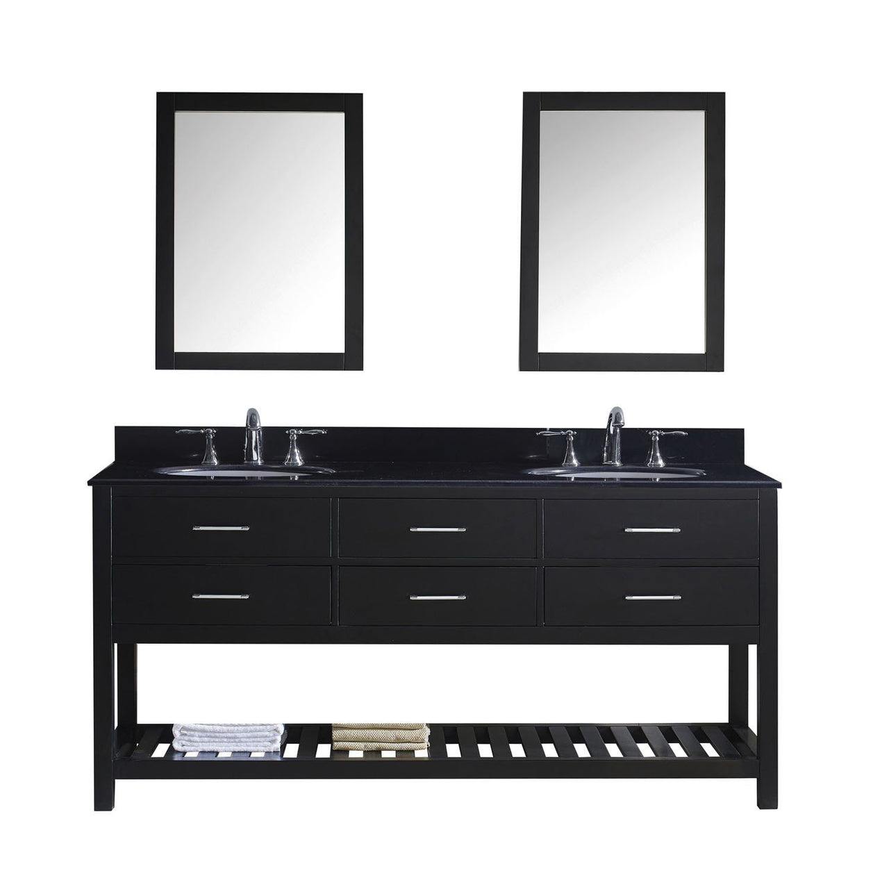 Virtu USA Caroline Estate 72" Double Round Sink Espresso Top Vanity in Espresso with Mirrors Vanity Virtu USA 