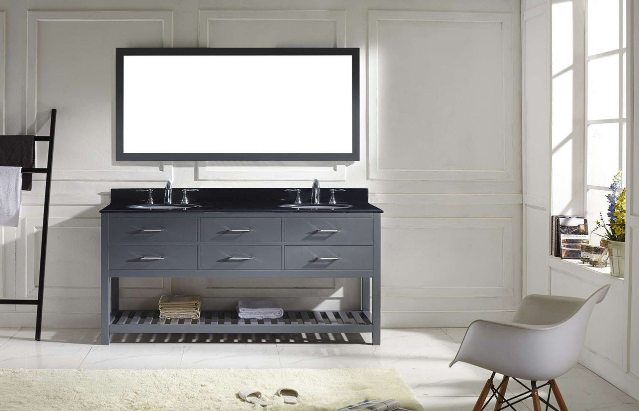Virtu USA Caroline Estate 72" Double Round Sink Grey Top Vanity in Grey with Mirror Vanity Virtu USA 