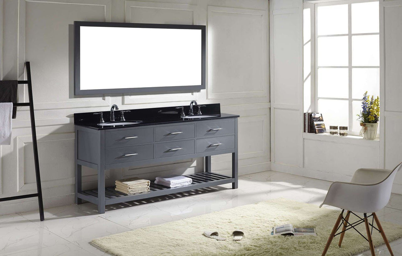Virtu USA Caroline Estate 72" Double Round Sink Grey Top Vanity in Grey with Mirror Vanity Virtu USA 