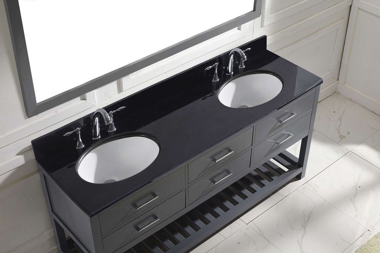 Virtu USA Caroline Estate 72" Double Round Sink Grey Top Vanity in Grey with Mirror Vanity Virtu USA 