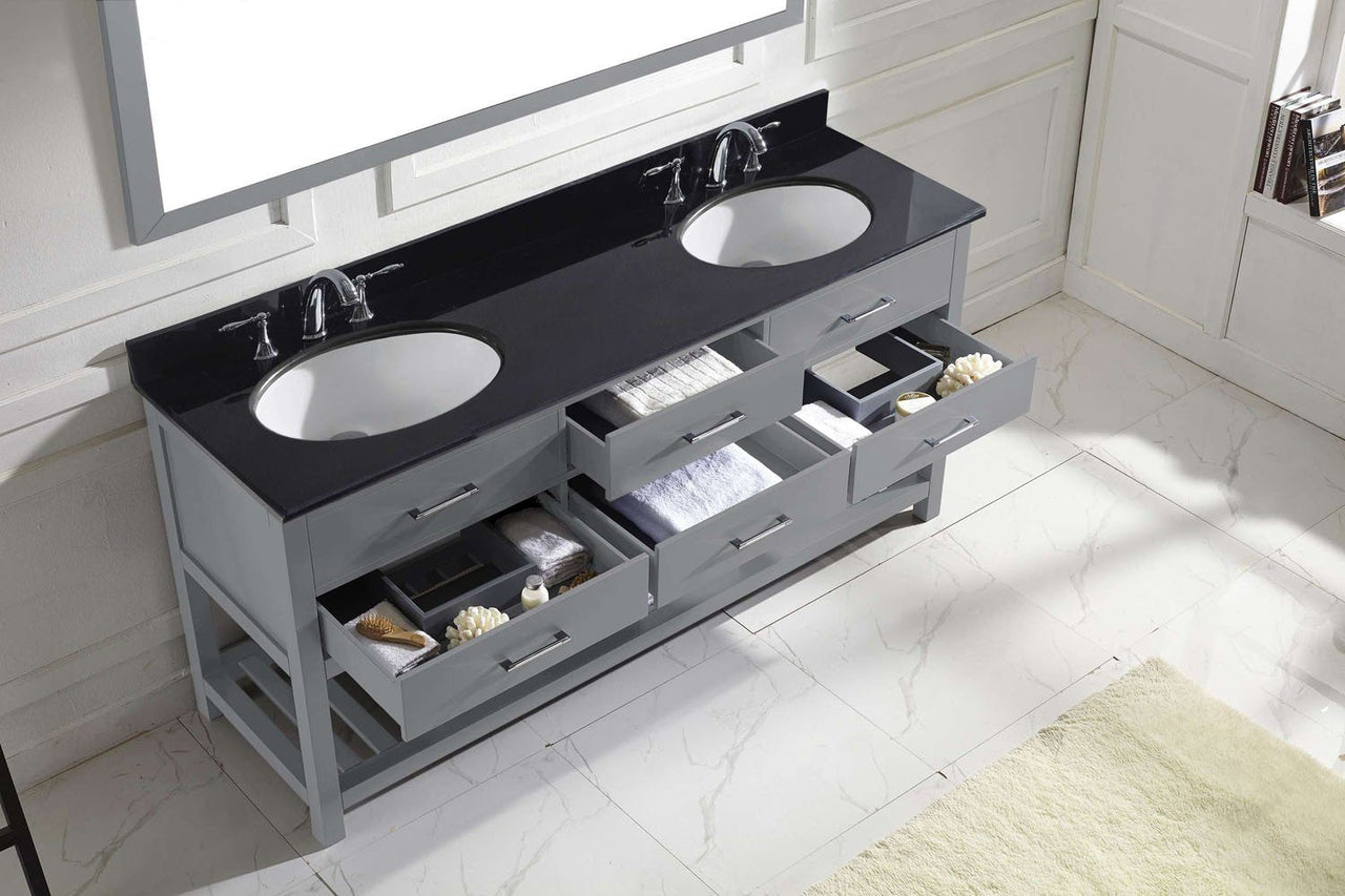 Virtu USA Caroline Estate 72" Double Round Sink Grey Top Vanity in Grey with Mirror Vanity Virtu USA 