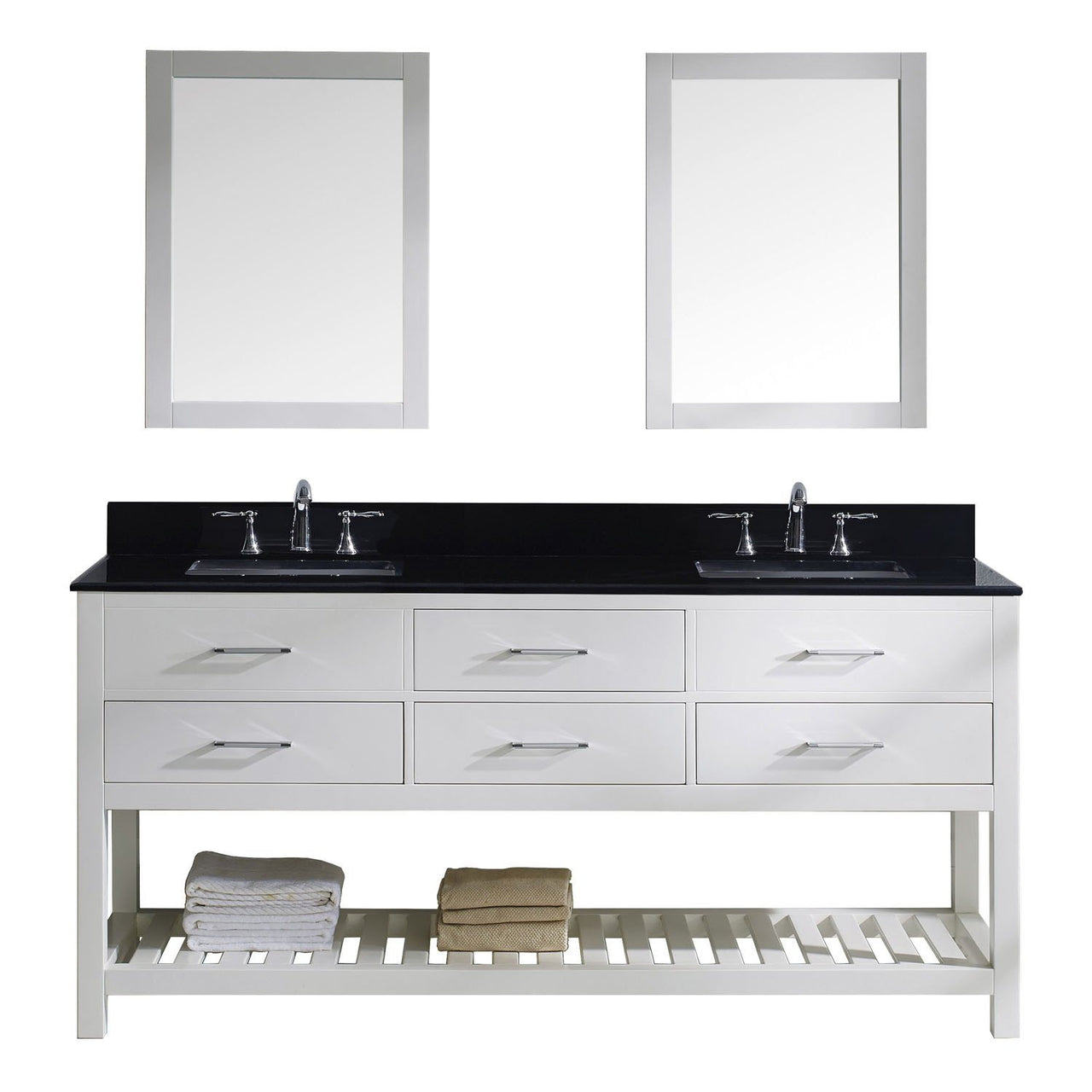 Virtu USA Caroline Estate 72" Double Square Sink White Top with Mirrors Vanity Virtu USA 