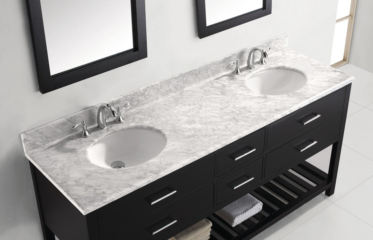 Virtu USA Caroline Estate 72" Double Round Sink Espresso Top with Mirrors Vanity Virtu USA 