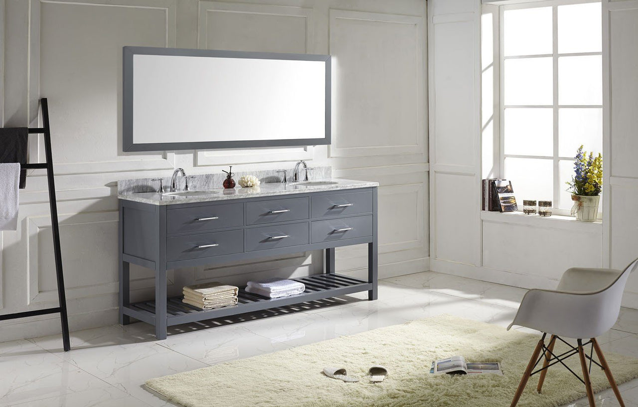 Virtu USA Caroline Estate 72" Double Round Sink Grey Top Vanity in Grey with Mirror Vanity Virtu USA 