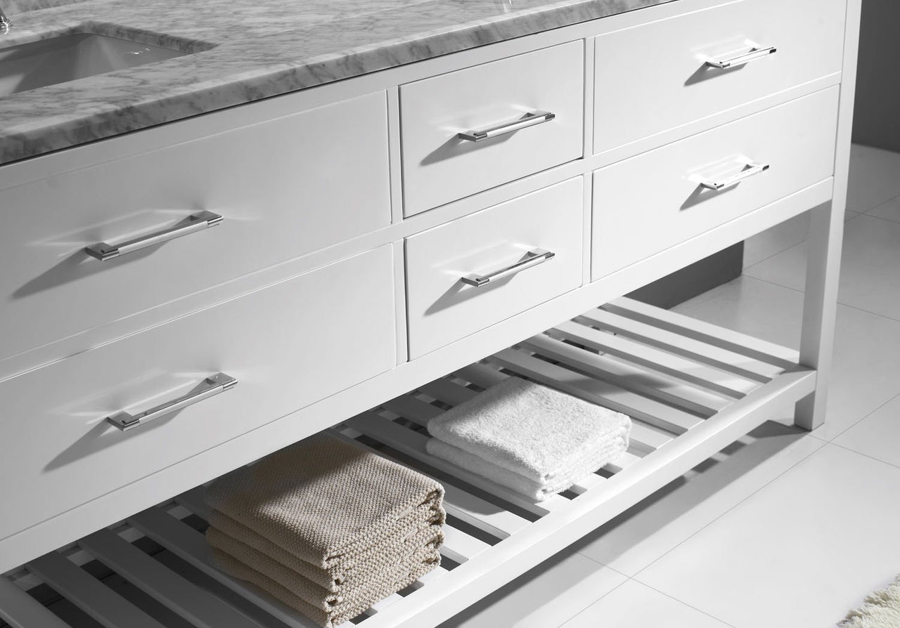 Virtu USA Caroline Estate 72" Double Square Sink White Top Vanity in White with Mirrors Vanity Virtu USA 