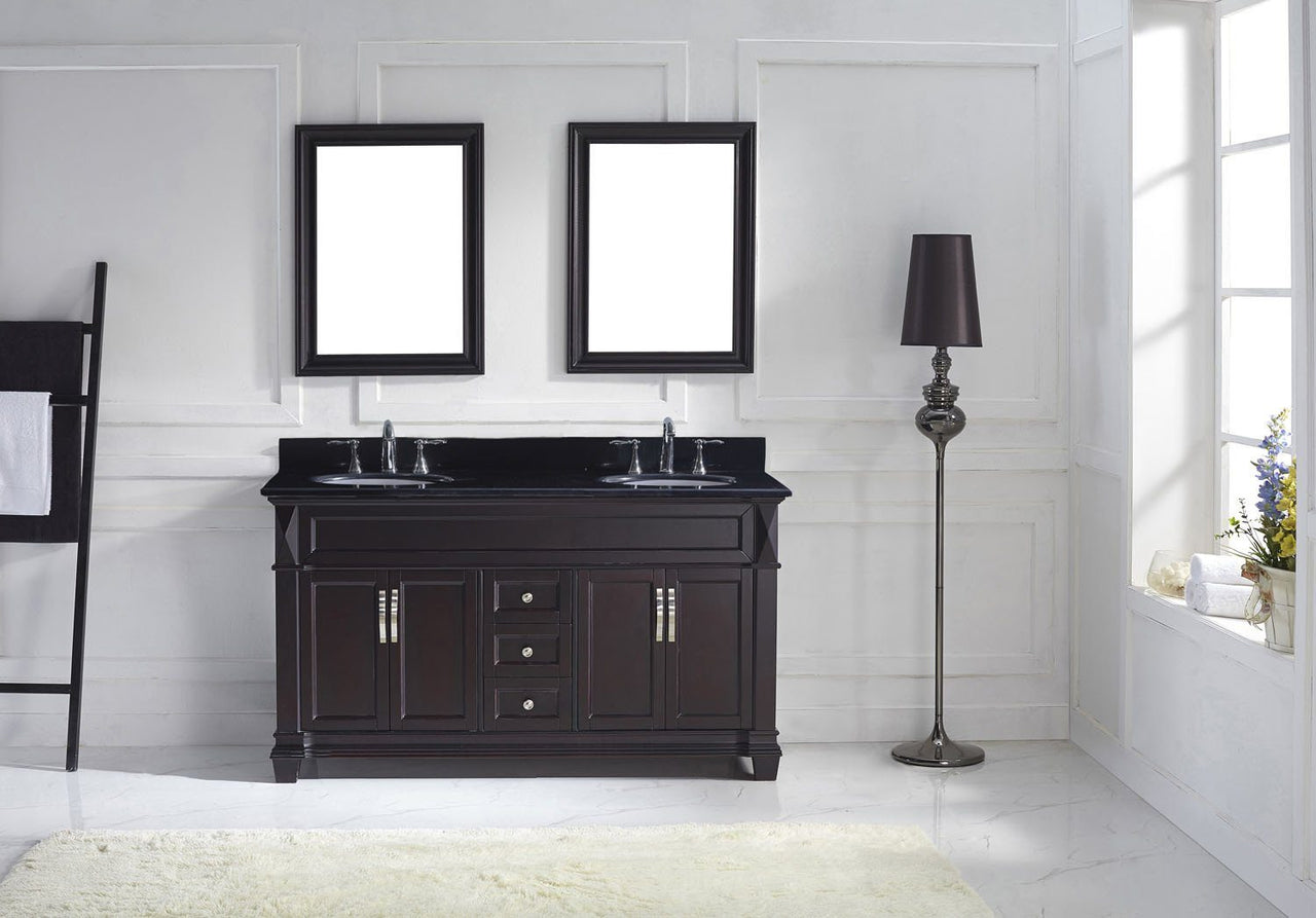 Virtu USA Victoria 60" Double Round Sink Espresso Top Vanity in Espresso with Mirrors Vanity Virtu USA 