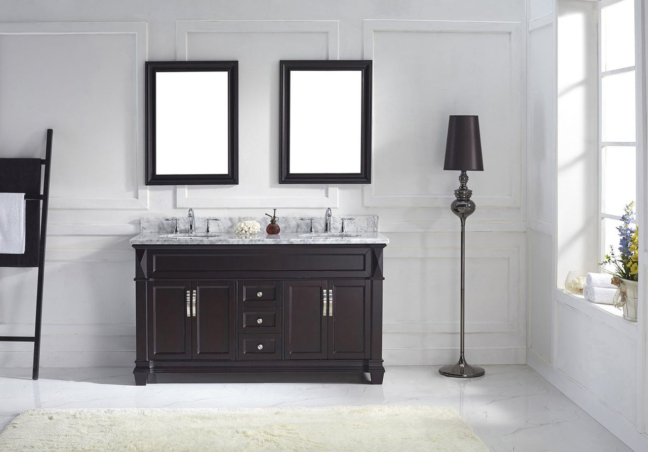 Virtu USA Victoria 60" Double Round Sink Espresso Top Vanity with Mirrors Vanity Virtu USA 