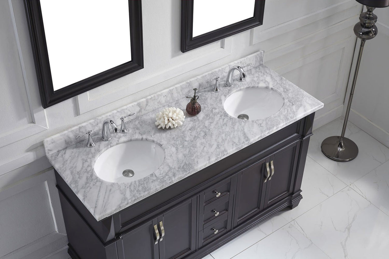 Virtu USA Victoria 60" Double Round Sink Espresso Top Vanity with Mirrors Vanity Virtu USA 