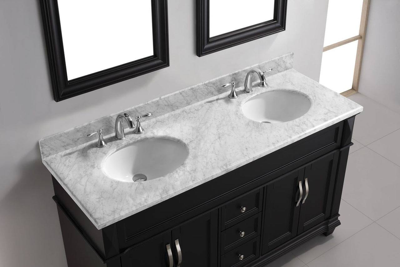 Virtu USA Victoria 60" Double Round Sink Espresso Top Vanity with Mirrors Vanity Virtu USA 