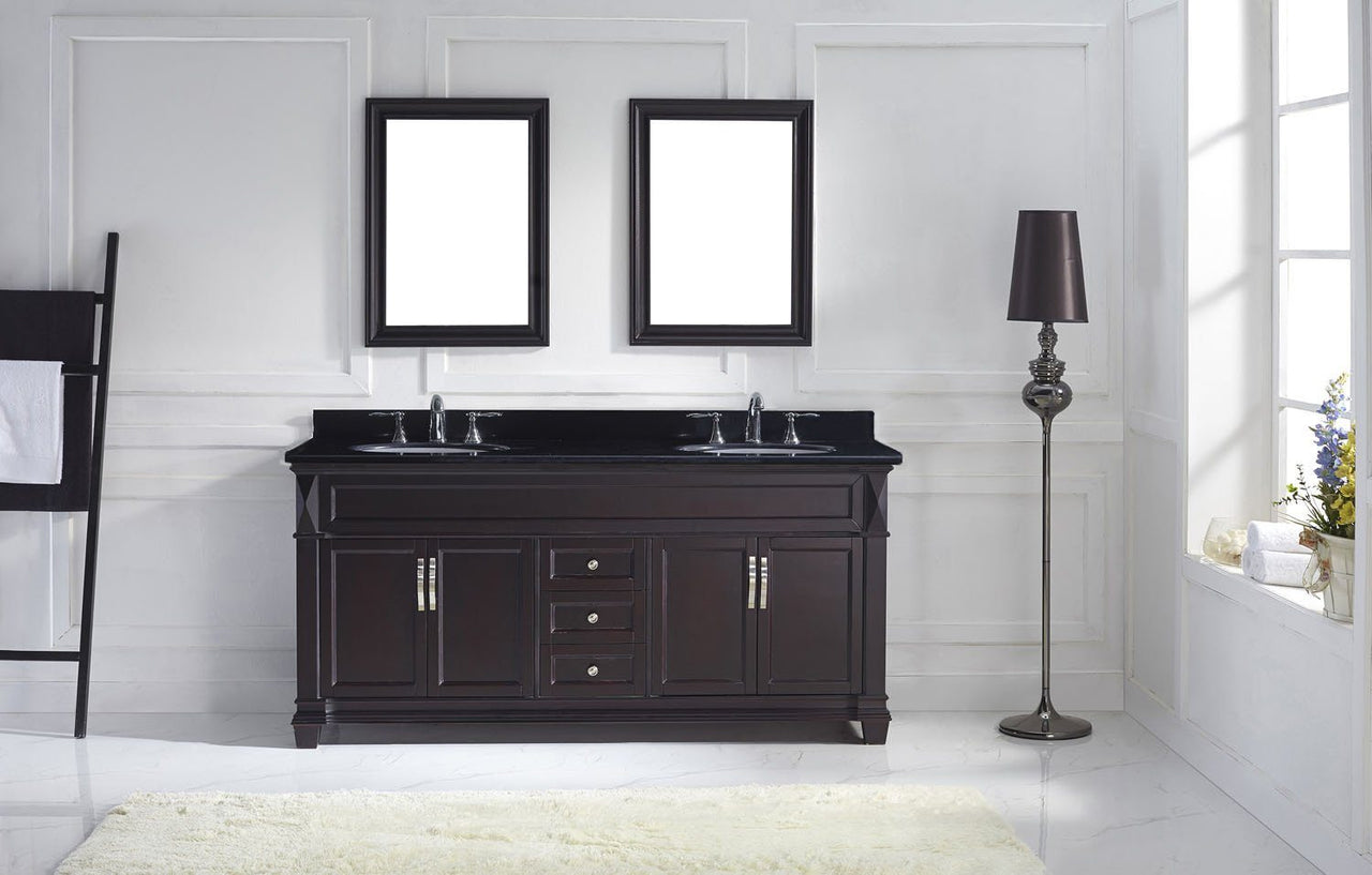 Virtu USA Victoria 72" Double Round Sink Espresso Top Vanity with Mirrors Vanity Virtu USA 