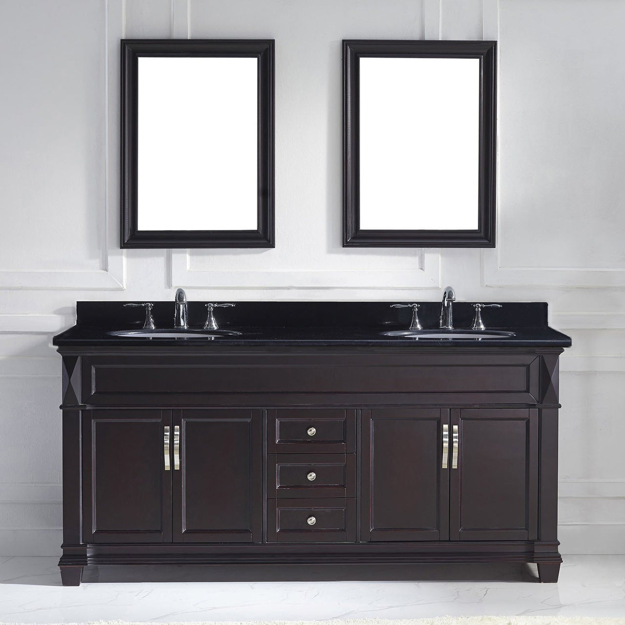 Virtu USA Victoria 72" Double Round Sink Espresso Top Vanity with Mirrors Vanity Virtu USA 