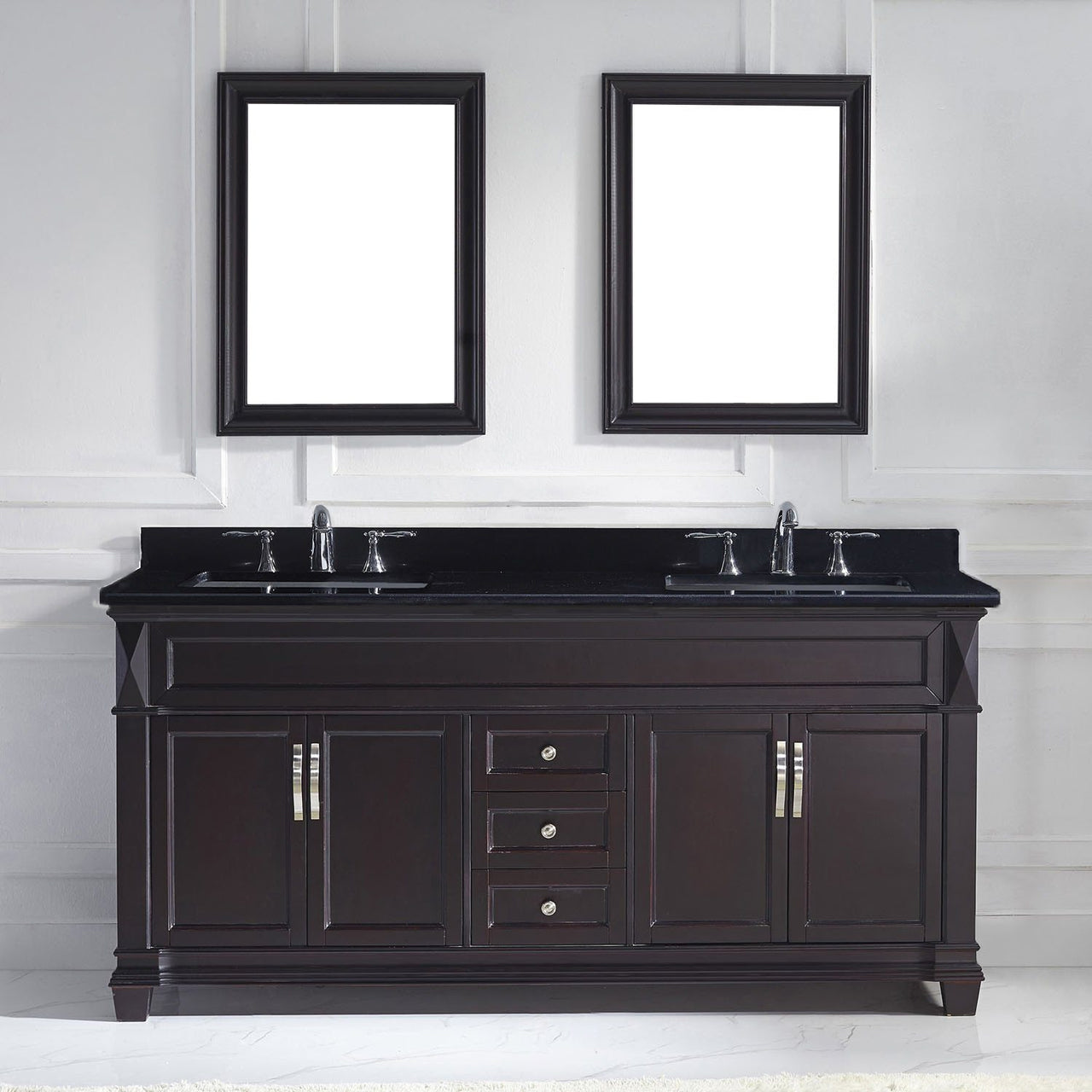 Virtu USA Victoria 72" Double Square Sink Espresso Top Vanity with Mirrors Vanity Virtu USA 