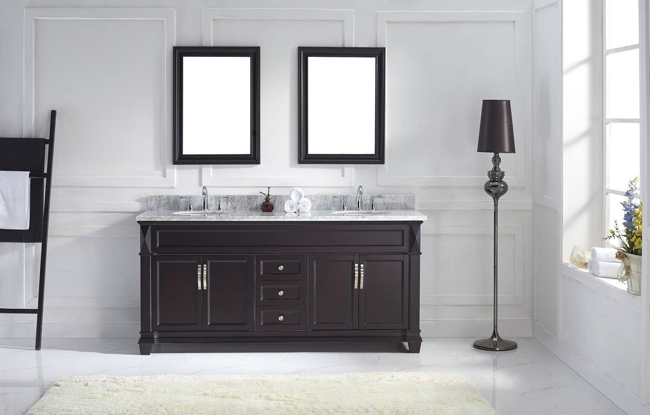 Virtu USA Victoria 72" Double Round Sink Espresso Top Vanity in Espresso with Mirrors Vanity Virtu USA 