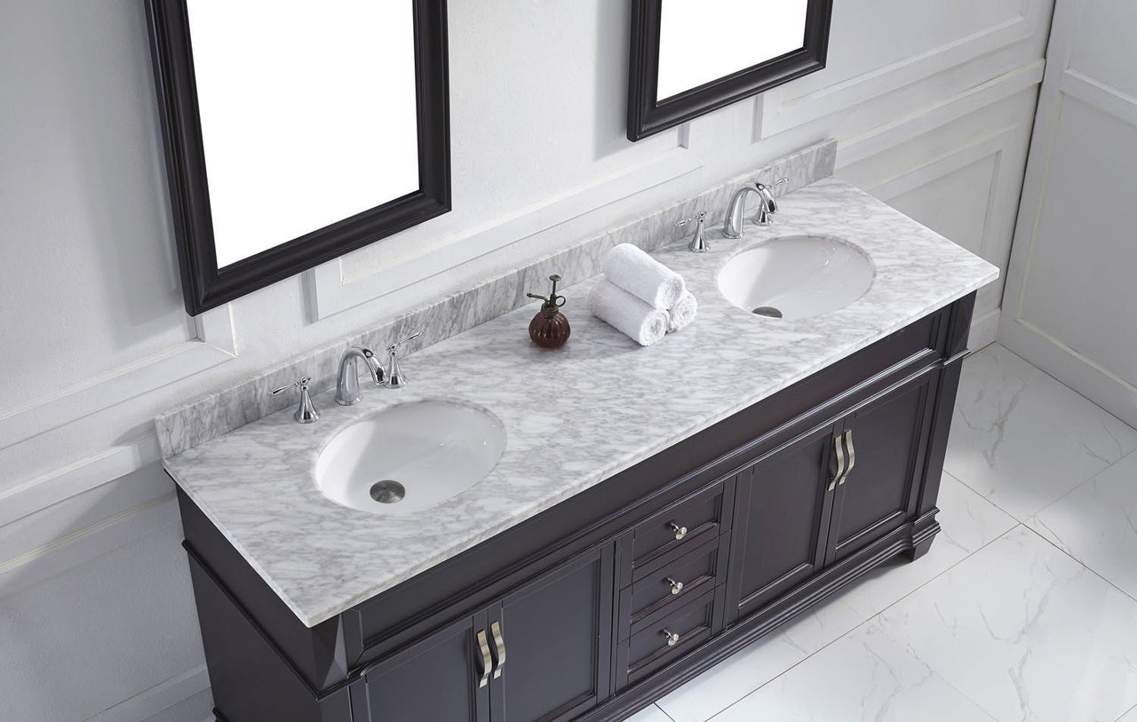 Virtu USA Victoria 72" Double Round Sink Espresso Top Vanity in Espresso with Mirrors Vanity Virtu USA 