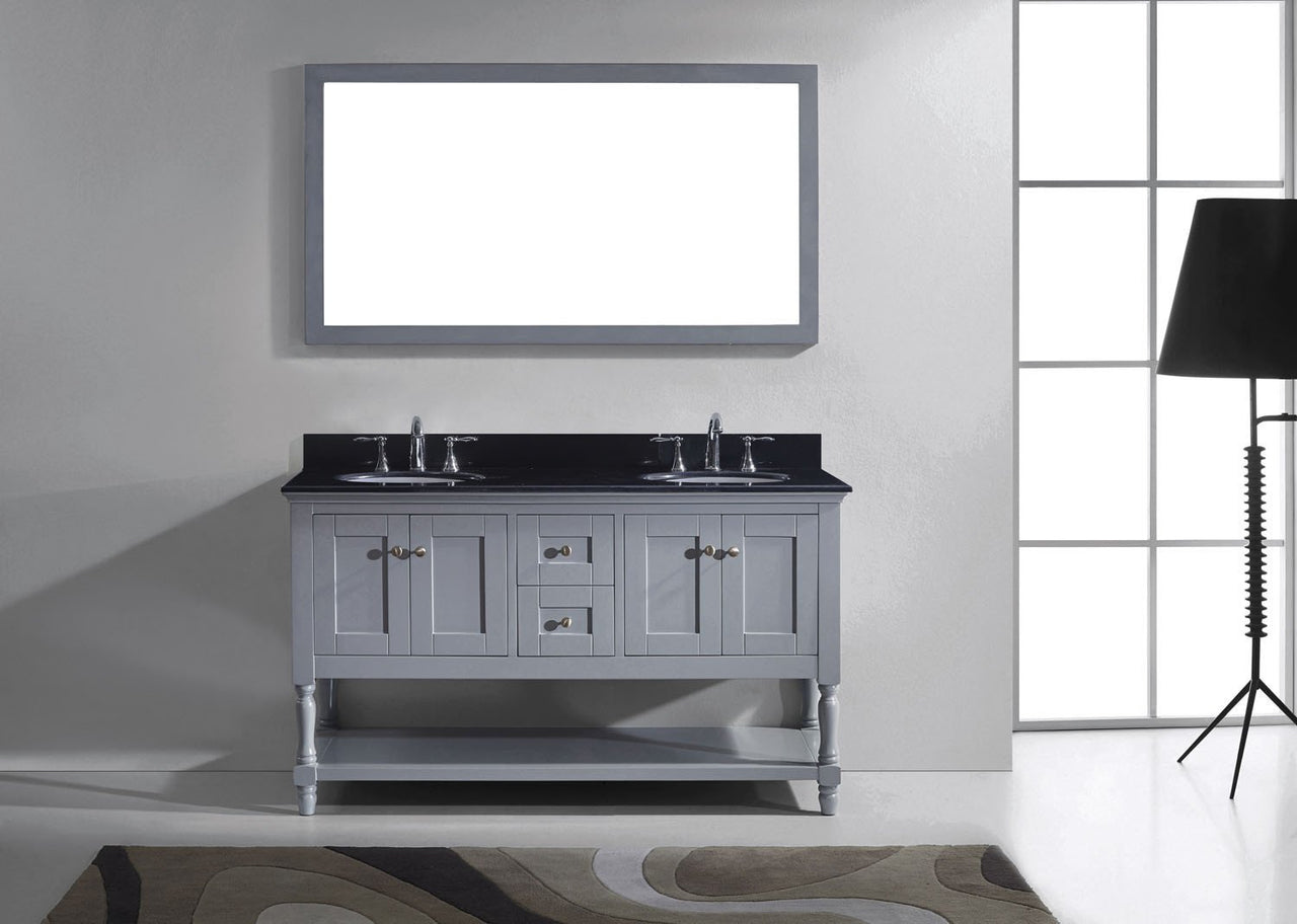 Virtu USA Julianna 60" Double Round Sink Grey Top Vanity in Grey with Mirror Vanity Virtu USA 