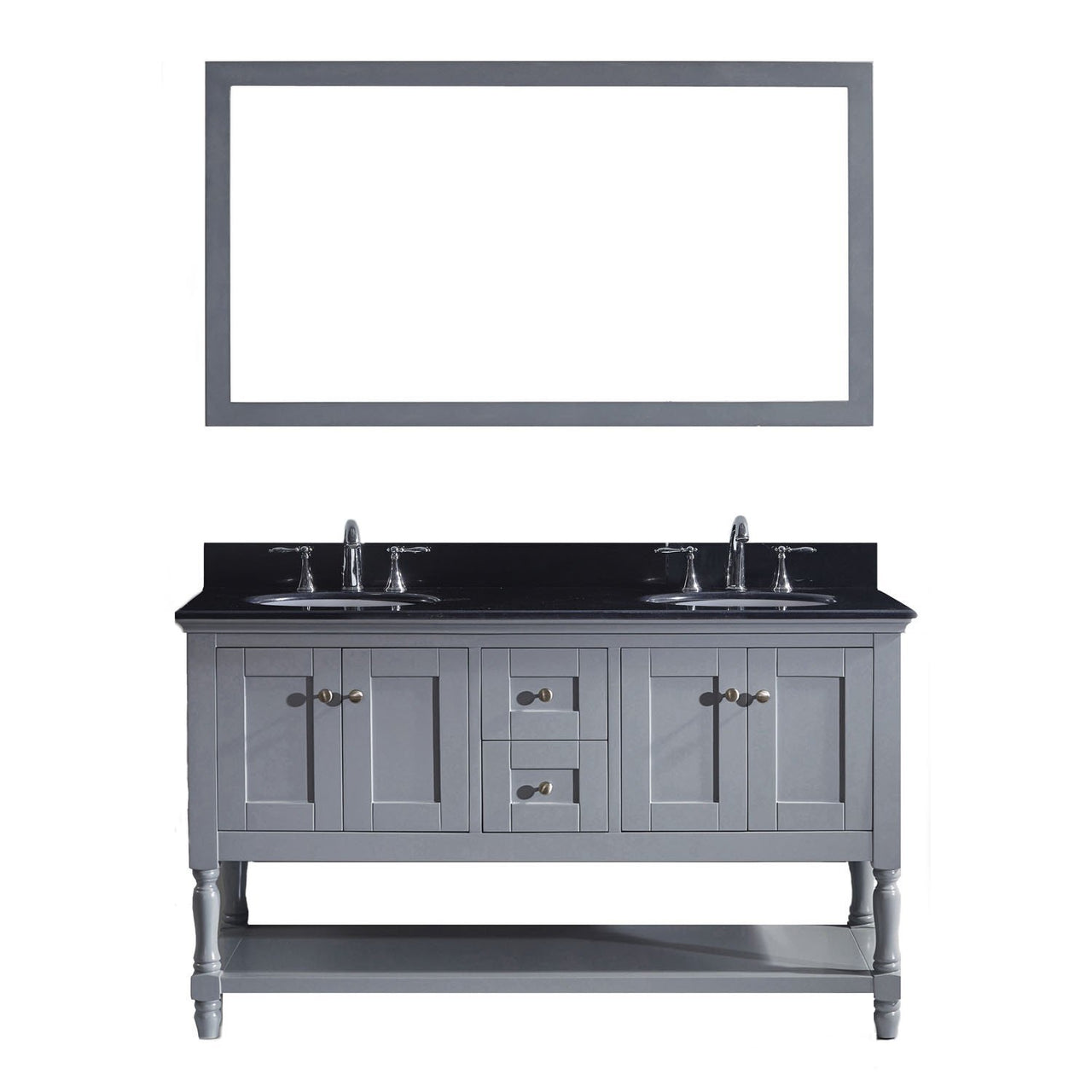 Virtu USA Julianna 60" Double Round Sink Grey Top Vanity in Grey with Mirror Vanity Virtu USA 