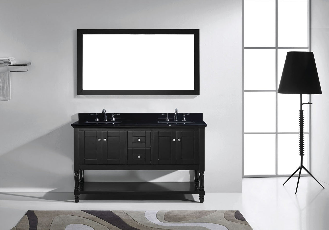 Virtu USA Julianna 60" Double Square Sink Espresso Top Vanity with Mirror Vanity Virtu USA 