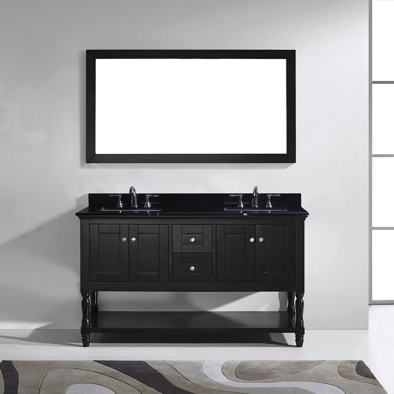 Virtu USA Julianna 60" Double Square Sink Espresso Top Vanity with Mirror Vanity Virtu USA 